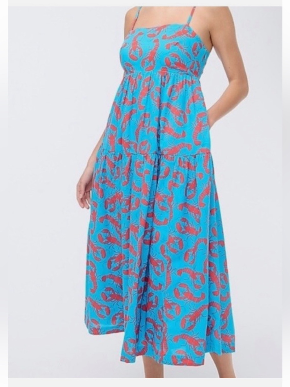 J. Crew Lobster Print Cotton Midi Dress